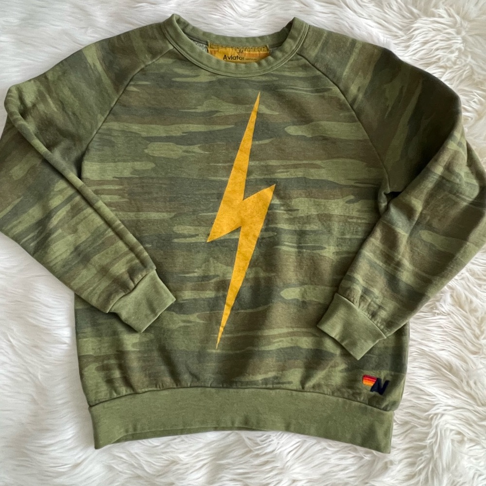 Aviator Nation Camo Bolt Sweatshirt Medium
